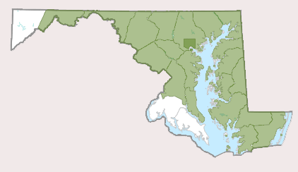 Reported distribution of winter creeper in Maryland, from Maryland Biodiversity Project.